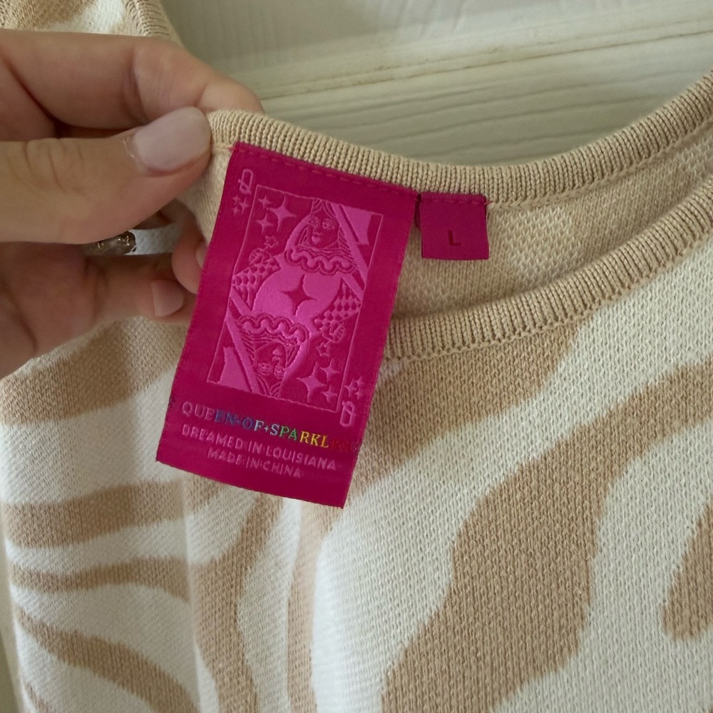 QUEEN OF SPARKLES Beige and Cream Knit dress - Picture 3 of 3